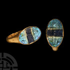 Roman Gold Ring with Banded Glass