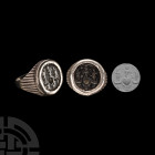 Roman Magical Gnostic Gemstone in Silver Ring