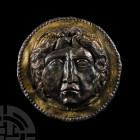 Roman Gilt-Silver Phalera with Winged Head of Medusa