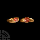 Roman Gold Ring with Cult of Jupiter Dolichenus Bull Gemstone