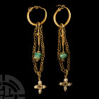 Byzantine Gold Earrings with Gemstone Drops