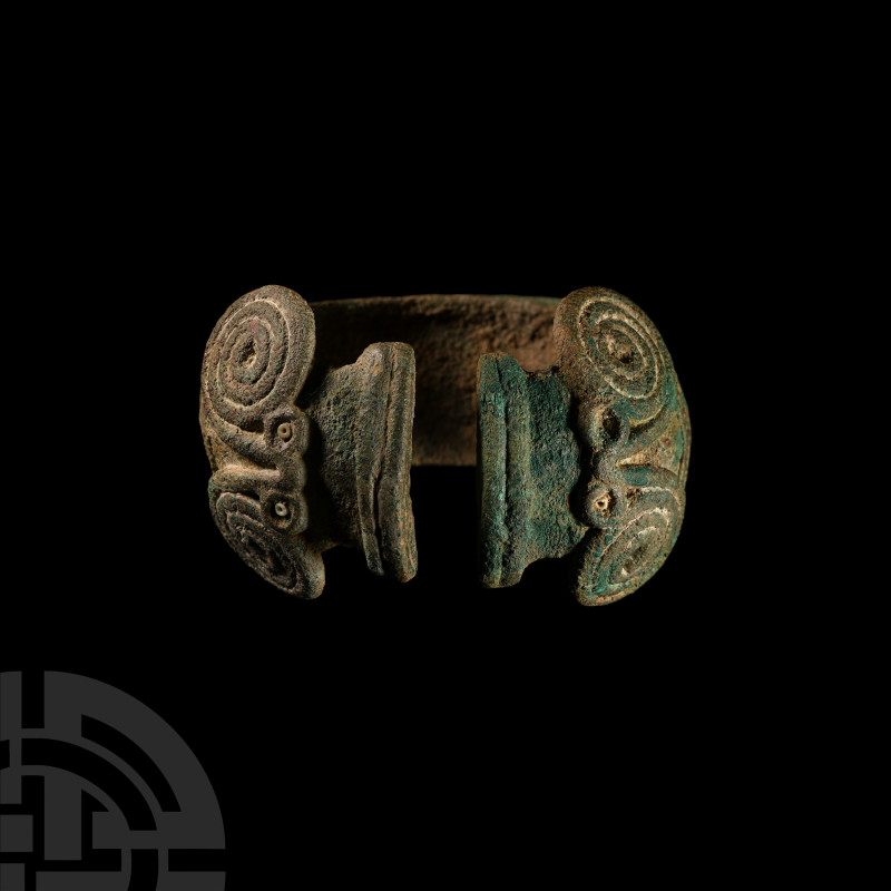 Bactrian Armband with Animal Terminals
2nd millennium B.C. A copper-alloy penan...