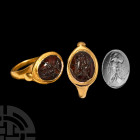 Sassanian Gold Ring with Garnet Intaglio