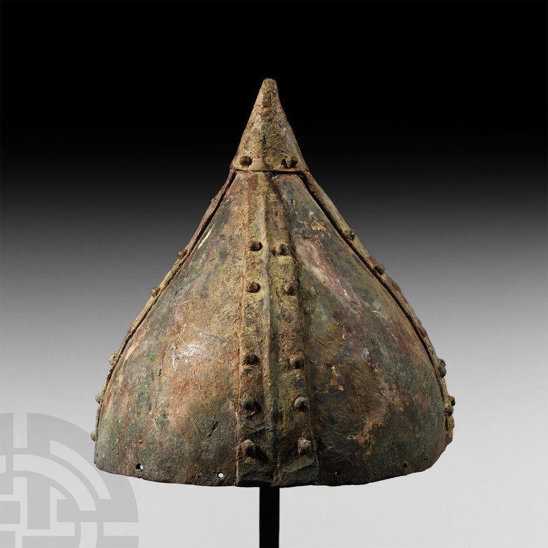 Sassanian Spangenhelm with Rivets
6th-7th century A.D. A copper-alloy multi-seg...