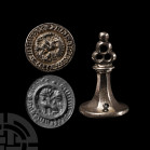 English Medieval Silver Chessman Type Seal Matrix for Stephen of Ale Lane
