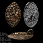 Large French Medieval Vesica-Shaped Seal Matrix 'ad causas' of the Augustinian Abbey of Saint Peter
