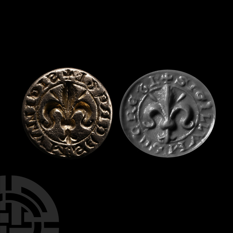 European Medieval Silver Crusader Type 'Sigillum Secreti' Seal Matrix
13th cent...