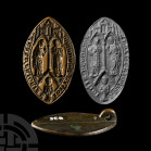 Large French Medieval Vesica-Shaped Seal Matrix for Baldwin, Prior of Saint John the Baptist at Vendeuil