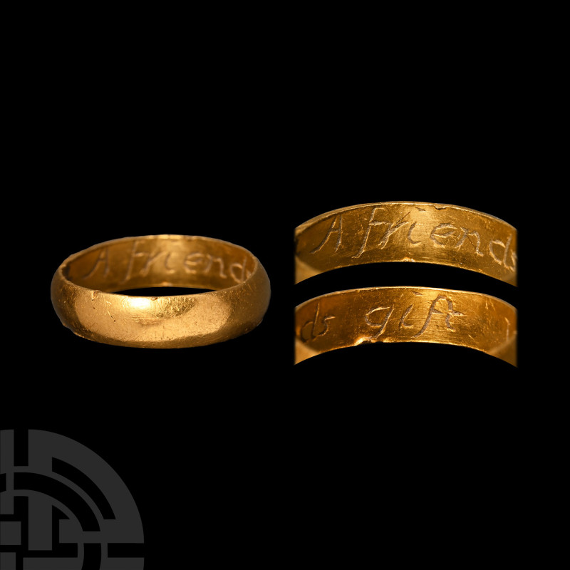 Post Medieval Gold 'A Friends Gift' Posy Ring
Circa 18th century A.D. A gold po...