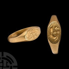 Stuart Period Large Gold Signet Ring with Arm and Floral Spray