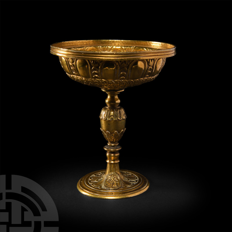 Post Medieval Gilt Silver Dated Decorated Chalice
15th-16th century A.D. A gilt...