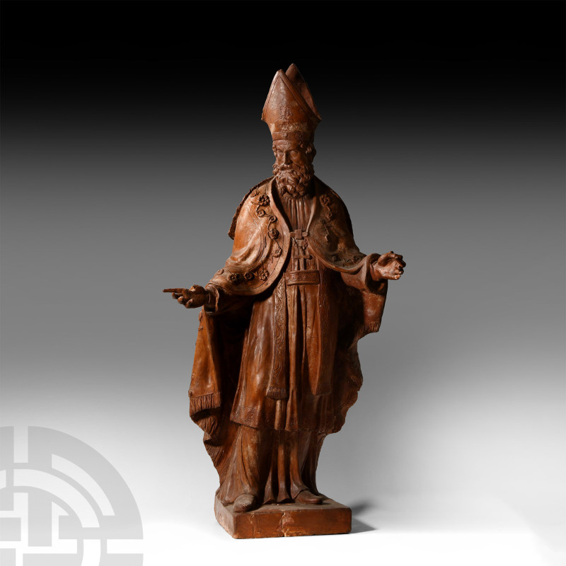 Post Medieval Statue of Saint Nicholas
16th-17th century A.D. or later. A ceram...