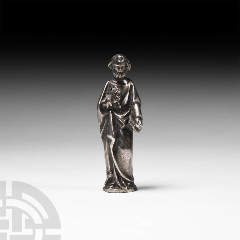 Post Medieval Silver Apostle Peter Statuette
18th century A.D. or earlier. A si...