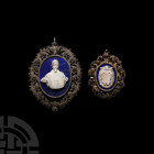 Post Medieval Silver Plaque with Lapis Lazuli Cameo Group