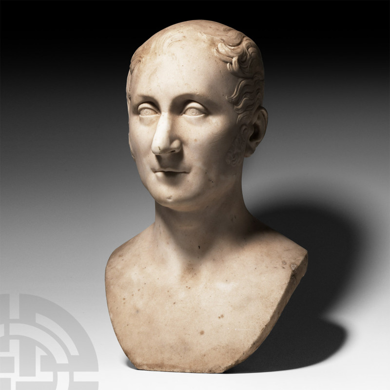 Marble Portrait Bust
19th century A.D. A marble bust of a middle-aged man with ...