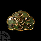 Indian Mughal Carved Emerald with Gold and Diamonds