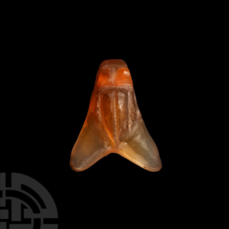 Egyptian Fly Amulet
Late Period, 664-525 B.C. A carnelian fly amulet with simpl...