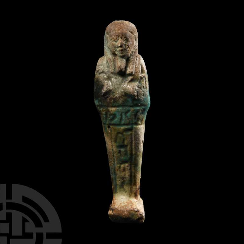 Egyptian Faience Shabti
Late Period, 30th Dynasty, circa 380 B.C. A mottled gre...