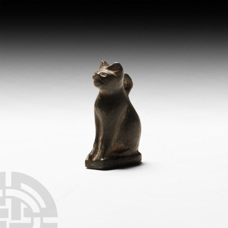 Egyptian Seated Cat Amulet
Third Intermediate Period, 1069-702 B.C. A carved ha...