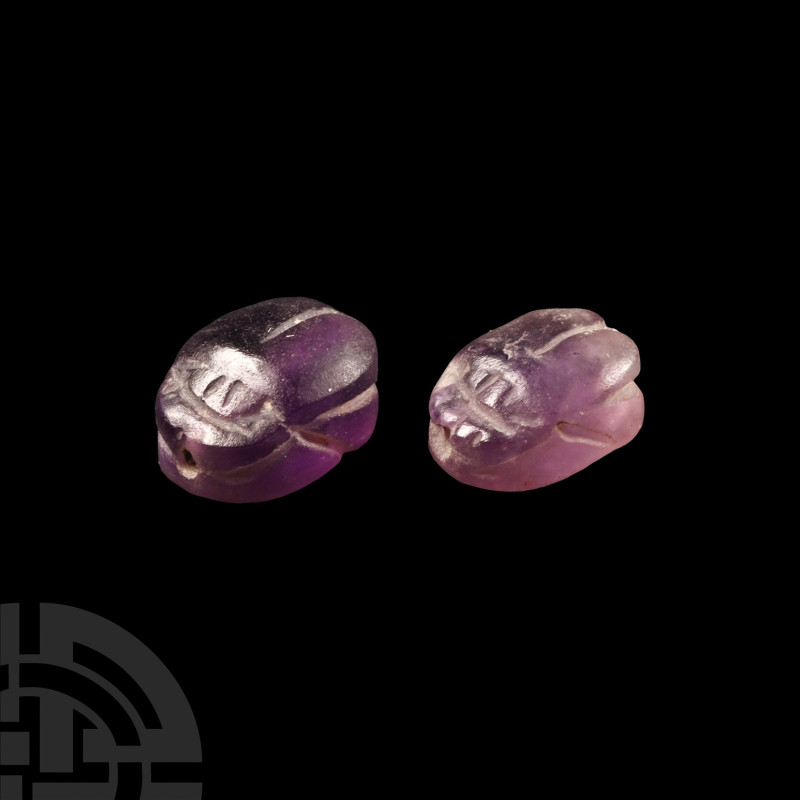 Egyptian Amethyst Scarab Group
Graeco-Roman Period, 332 B.C.-323 A.D. A group o...