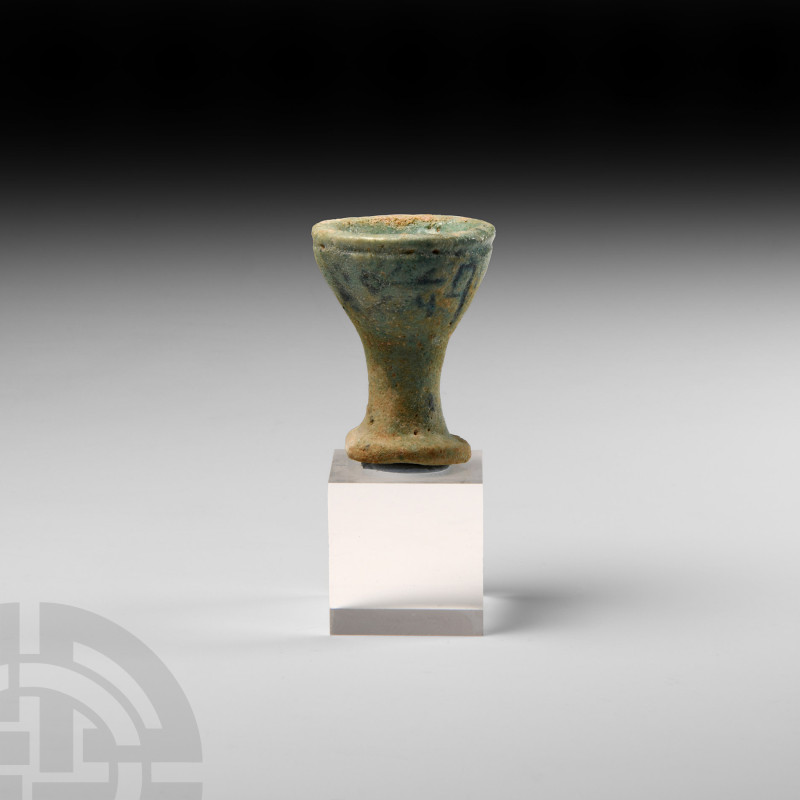 Egyptian Blue glazed Faience Cup with Hieroglyphs
Late Period-Ptolemaic Period,...