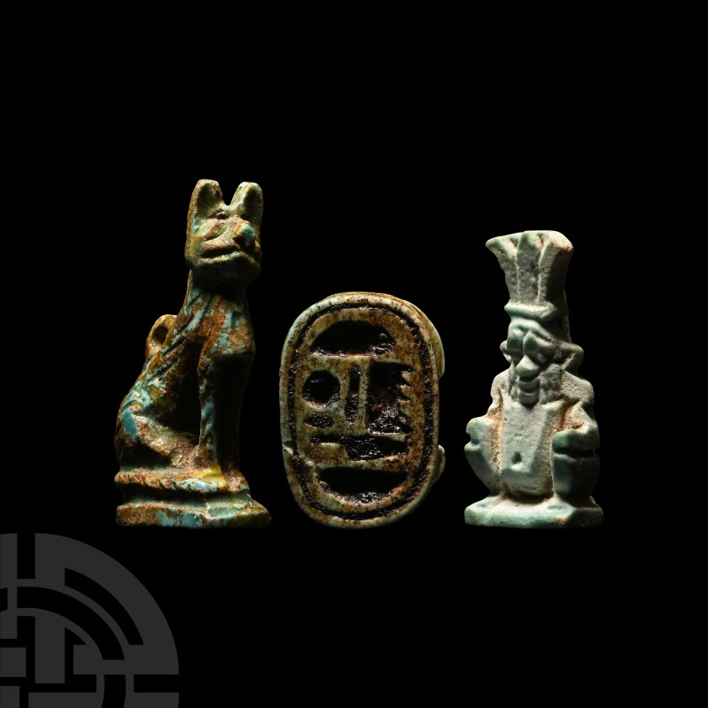 Egyptian Blue Glazed Faience Amulet Collection
New Kingdom-Late Period, circa 1...
