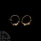Greek Gold Hoop Earrings with Pearls