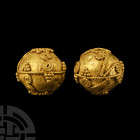 Greek Gold Bead Pair