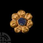 Greek Gold Rosette with Blue Stone