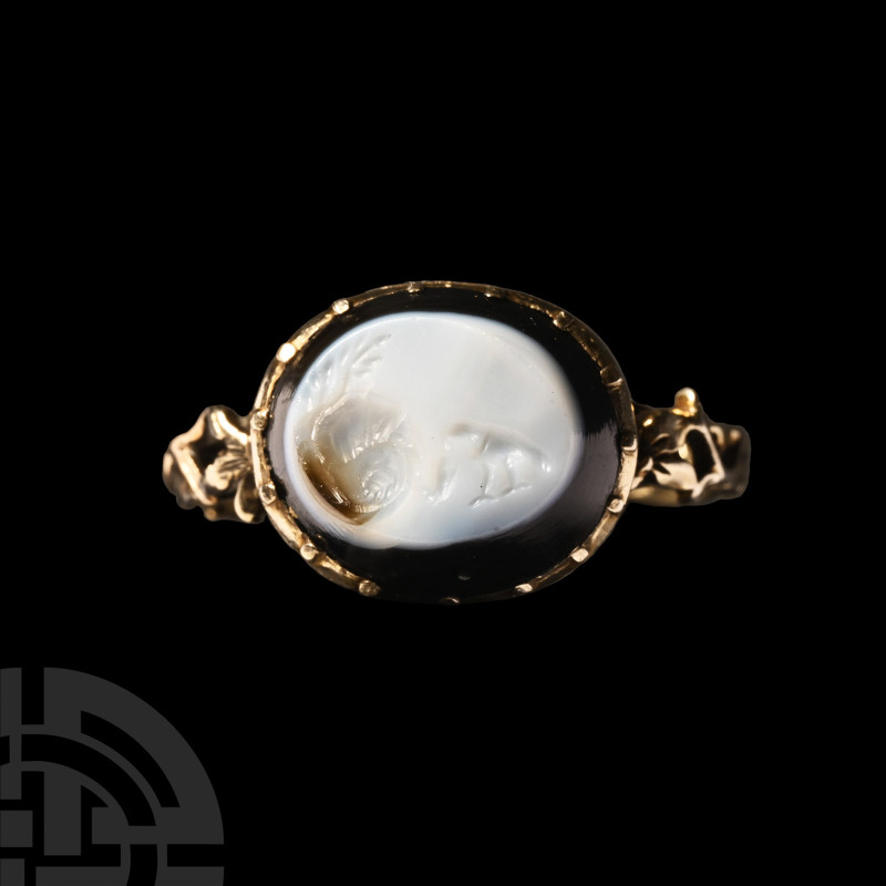 Roman Gemstone in Gold Ring
2nd century A.D. and later. A sardonyx intaglio of ...