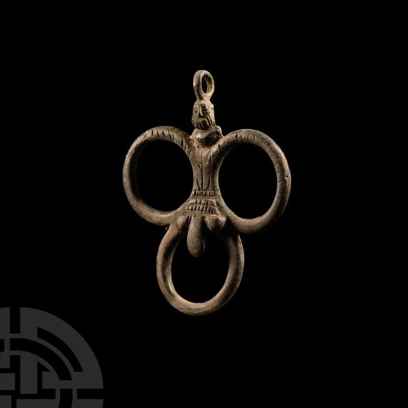 Roman Phallic Pendant with Loops
Circa 1st century A.D. A bronze horse harness ...