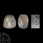 Neo-Babylonian Agate Stamp Seal with King Worshipping