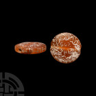 Western Asiatic Bifacial Carnelian Bead with Hebrew Legend