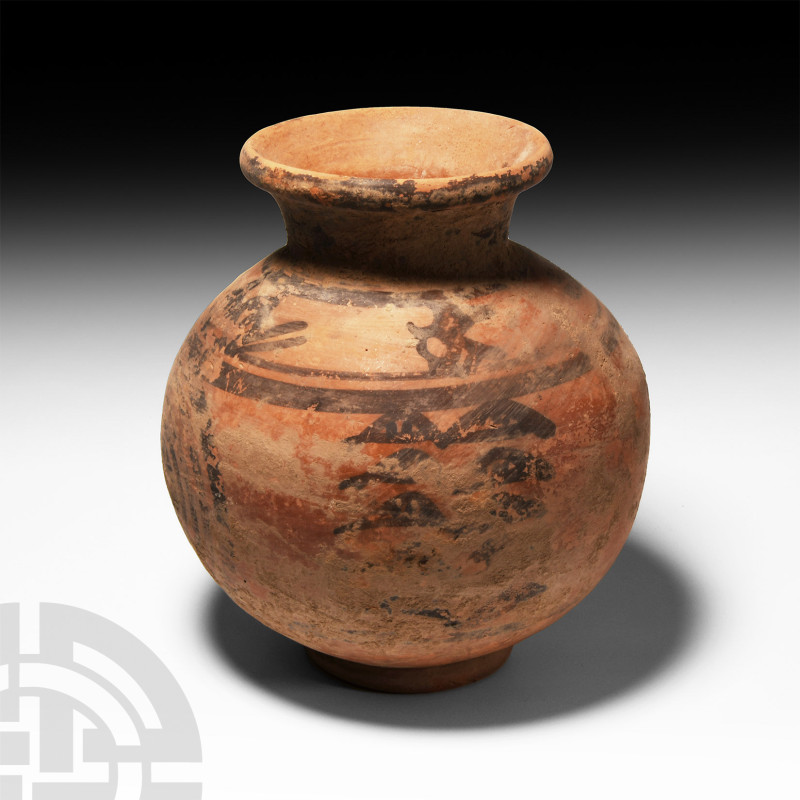 Western Asiatic Decorated Jar
2nd-1st millennium B.C. A bulbous ceramic jar wit...