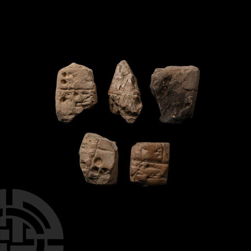 Cuneiform Tablet Fragment Group. 3rd-2nd millennium B.C. A group of five cuneifo...