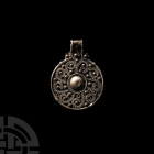 Viking Age Silver Filigree Pendant with Boss