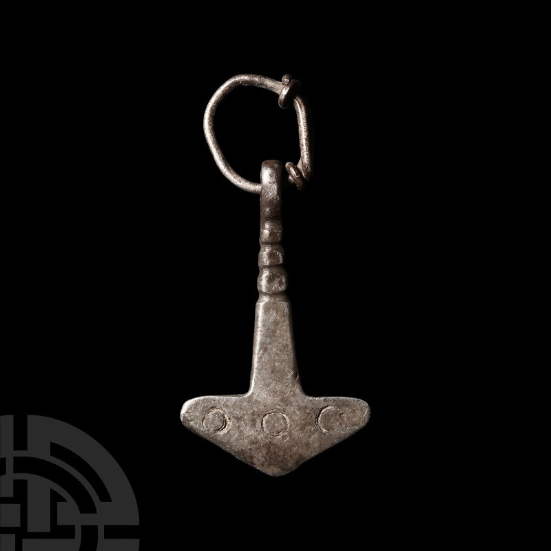 Viking Period Silver Hammer Pendant
8th-10th century A.D. A bifacial silver ham...