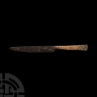 Medieval Knife with Bronze Pommel and Veiled Figure
