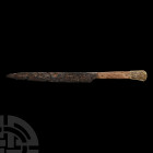 Medieval Knife with Bronze Pommel and Veiled Figure