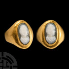Roman Style Gold Ring with Portrait Cameo