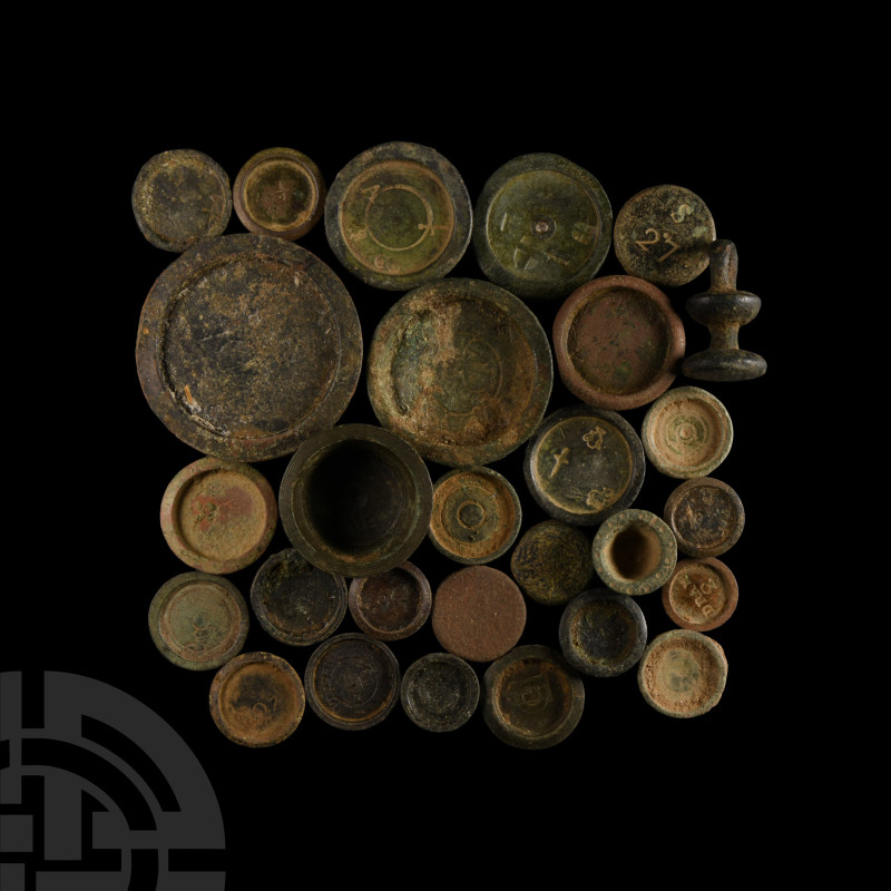 Post Medieval Weight Group
18th-20th century A.D. A mixed group of bronze trade...