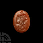 Glass Intaglio with Hercules and Nemean Lion