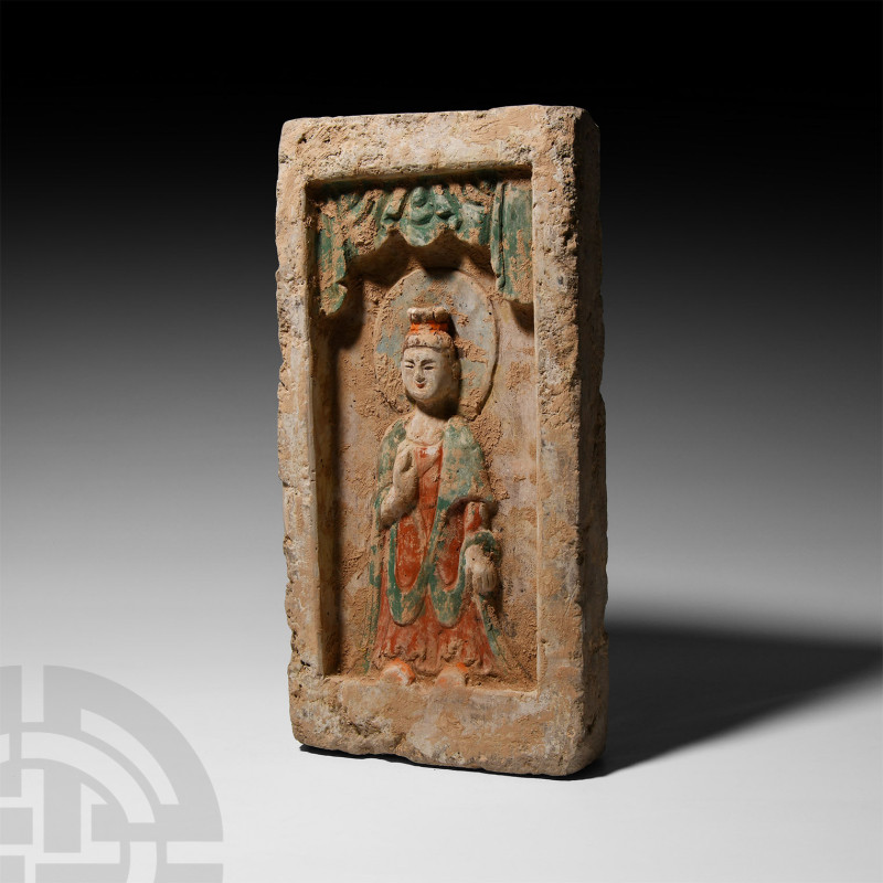 Chinese Wei Buddha Brick
Northern Wei Dynasty, 386-534 A.D. A rectangular ceram...