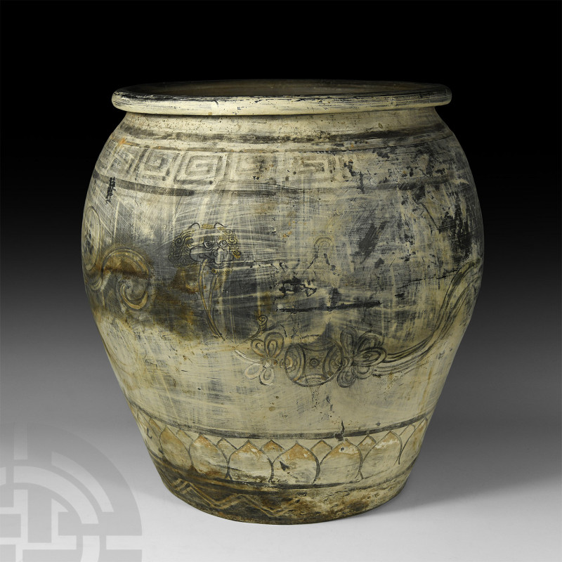 Large Chinese Jar with Lotus Petals
19th-20th century A.D. A large ceramic jar ...