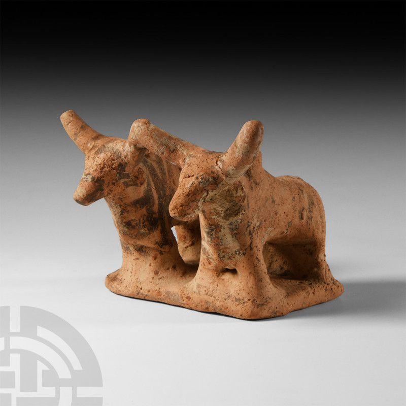 Indus Valley Votive Bull Pair
3rd millennium B.C. A terracotta model of two zeb...