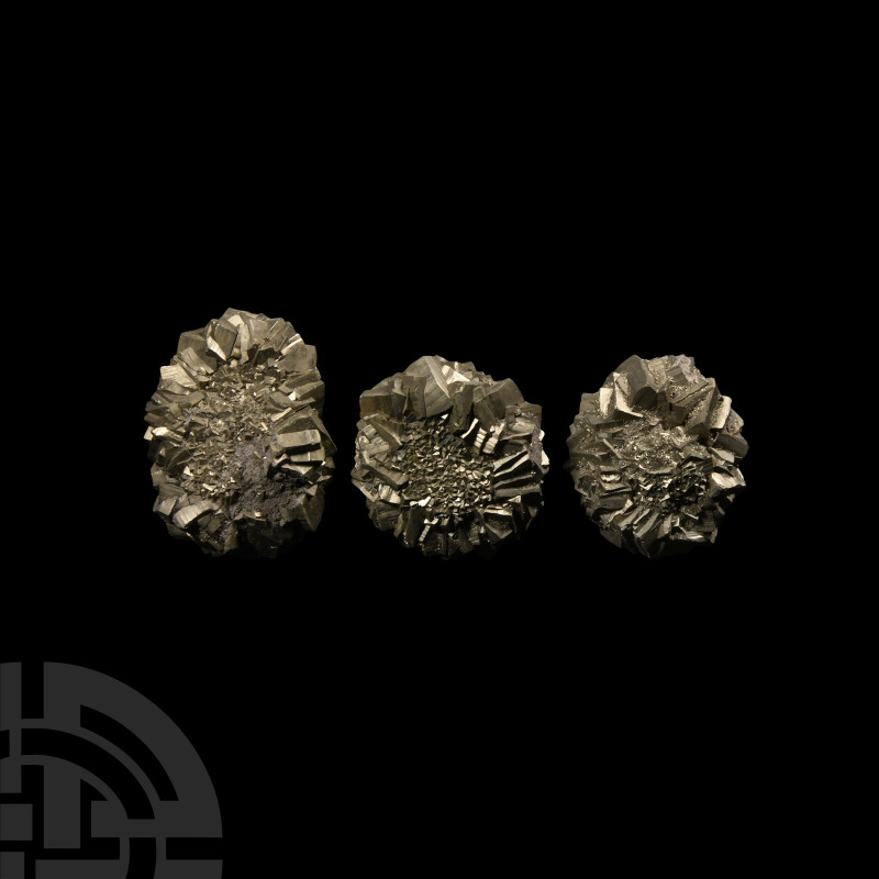 Natural History - Pyrite Crystal 'Flower' Specimen Group
A group of three pyrit...