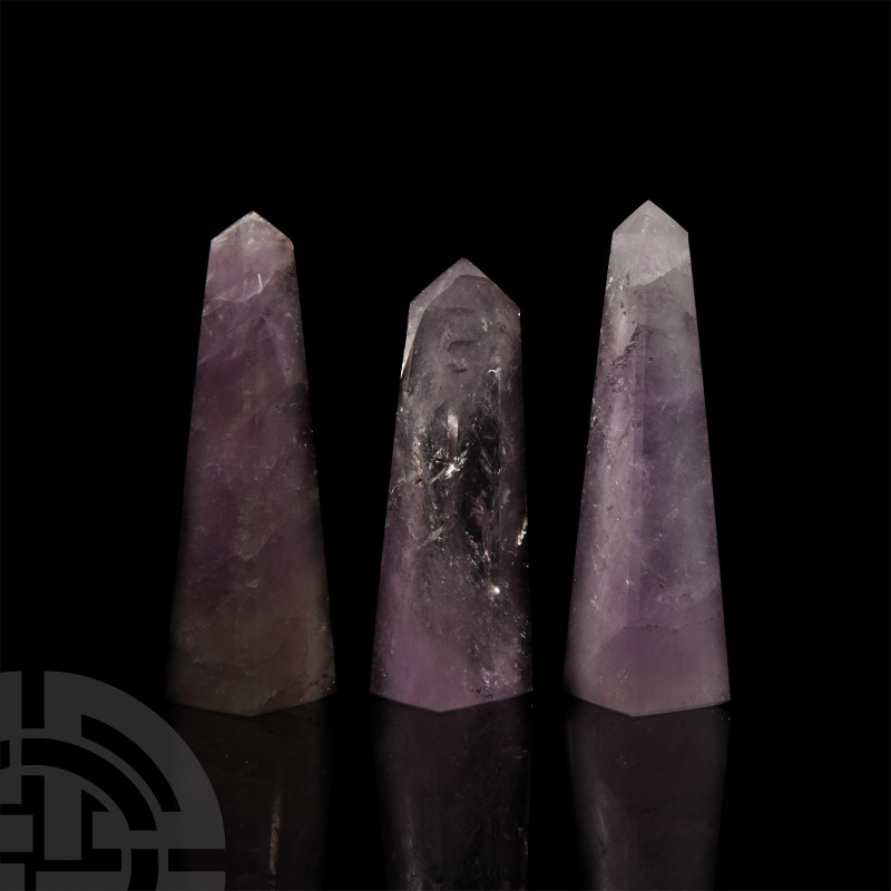 Natural History - Cut and Polished Amethyst Crystal Obelisk Group
A trio of cut...