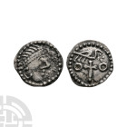 Anglo-Saxon Coins - Secondary Phase - Series J, Type 85 - Bird on Cross AR Sceatta
