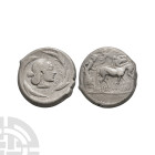 Ancient Greek Coins - Sicily - Hieron I - Arethusa AR Tetradrachm