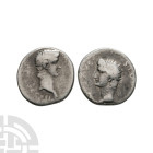 Ancient Roman Provincial Coins - Germanicus and Divus Augustus - Caesarea - Portrait AR Drachm